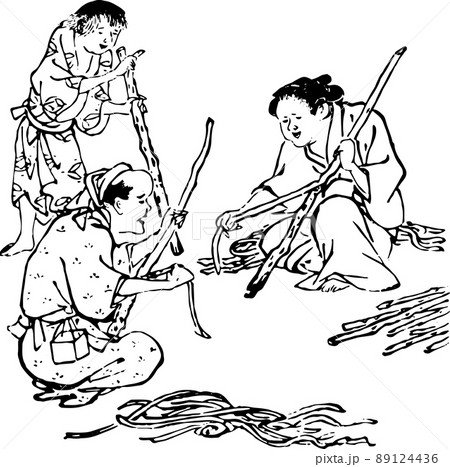 和紙作りの工程_皮むき 和紙作りの工程_皮むき 89124436