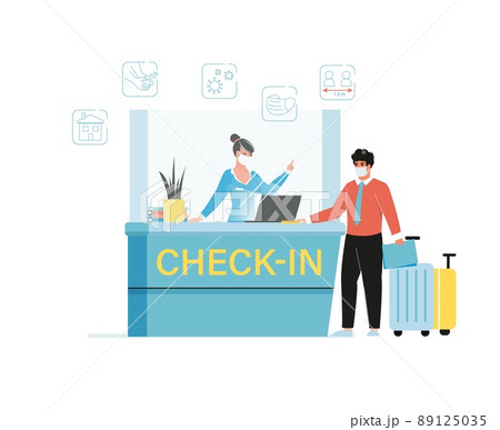 Social distance in new normal life at airport Social distance in new normal life at airport 89125035