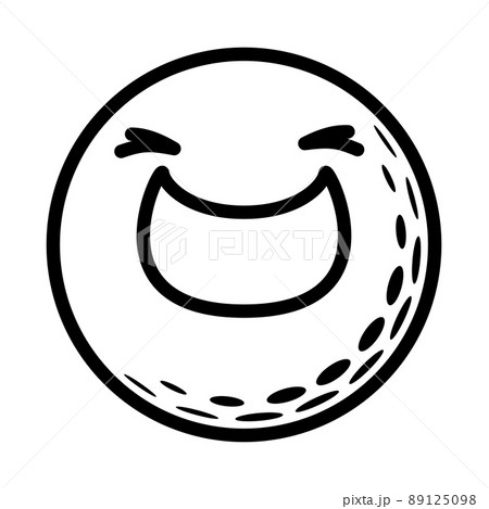 ゴルフボールの顔が 爆笑 しているイラストのイラスト素材