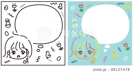 ゆるくて可愛いデフォルメキャラ 吹き出しの漫画コマ風表現イラストセットのイラスト素材 ゆるくて可愛いデフォルメキャラ 吹き出しの漫画コマ風表現イラストセットのイラスト素材