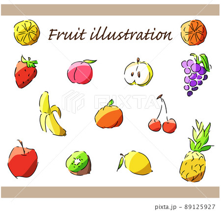 果物の手描きイラストセットのイラスト素材