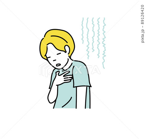 動悸がして息苦しい男性のイラスト 89126420