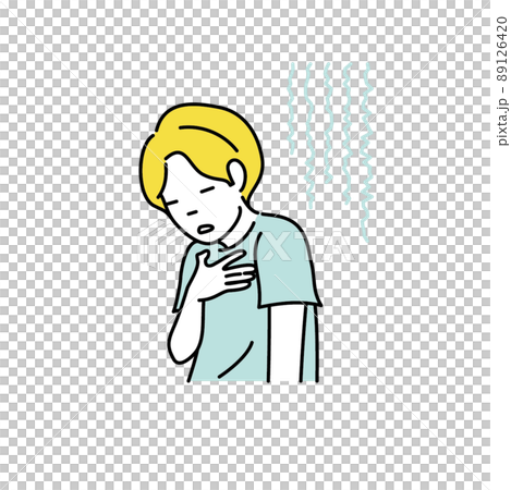 動悸がして息苦しい男性のイラスト 89126420