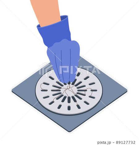 Shower drain clogged with clump of falling hair Shower drain clogged with clump of falling hair 89127732