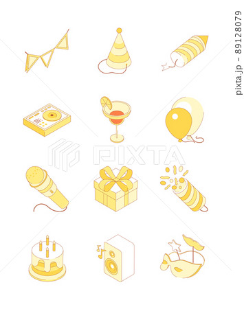 Birthday party - modern line isometric icons set 89128079