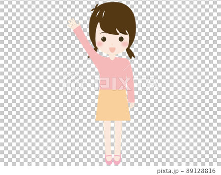 A girl raising his hand 89128816