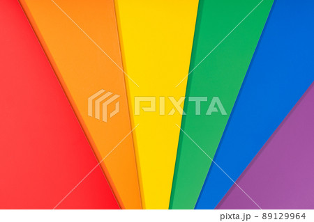 LGBT Rainbow flag background. Group of colored cardboard. Gay pride flag 89129964