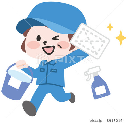 雑巾をもつ清掃作業員  89130164