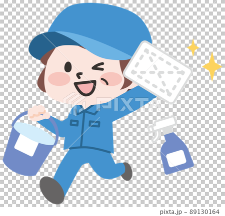雑巾をもつ清掃作業員  89130164
