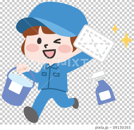 Cleaning worker with a rag Cleaning worker with a rag 89130165