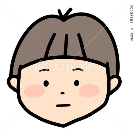 男の子の表情アイコン 真顔 のイラスト素材