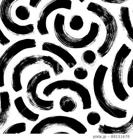 Geometric pattern with half grunge black circles. 89131676