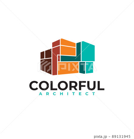 Colorful home building architect logo design Colorful home building architect logo design 89131945