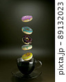 Colorful donuts and coffee 3d render 89132023