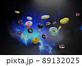 Colorful donuts and coffee 3d render 89132025