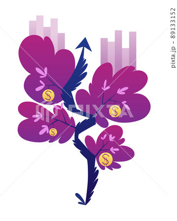Investing concept illustration. Capital gains income, royalties from investments. Bright vibrant violet vector. Revenue and income metaphor 89133152