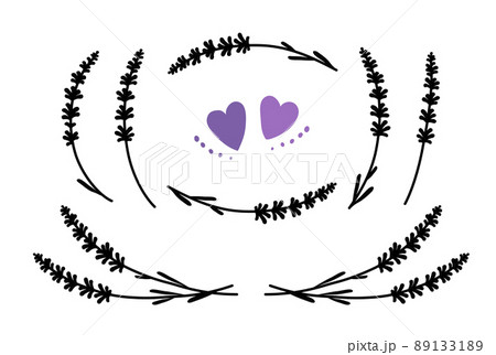 hand drawn floral set of lavender flowers silhouettes hand drawn floral set of lavender flowers silhouettes 89133189