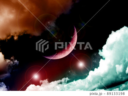 The moon in the night skyのイラスト素材 [89133198] - PIXTA