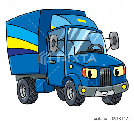 Funny small truck or lorry with eyes. 89133422