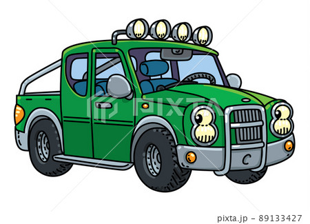 Funny small pickup truck with eyes 89133427