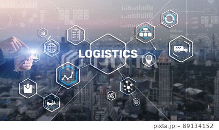 Logistic network distribution and transport concept. Goods delivery Logistic network distribution and transport concept. Goods delivery 89134152