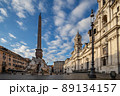 Piazza Navona with The Fountain of Four Rivers (Fontana dei Quattro Fiumi) and Church of Saint Agnes. Rome, Italy. 89134157