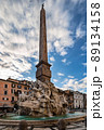 The Fountain of Four Rivers (Fontana dei Quattro Fiumi) on Piazza Navona in Rome, Italy. 89134158