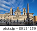 Church of Saint Agnes and the Fountain of Four Rivers (Fontana dei Quattro Fiumi) on Piazza Navona. Rome, Italy. 89134159