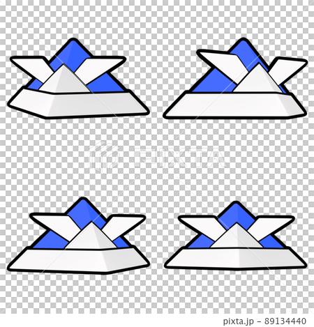 Illustration material for Children's Day Origami helmet blue with outline cut 4-piece set 89134440