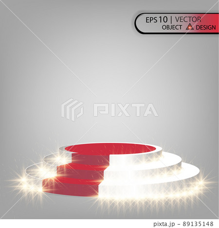 The white podium is multilevel on a transparent background with a red path and spotlighting the spotlights. The vector of the eps 10. The white podium is multilevel on a transparent background with a red path and spotlighting the spotlights. The vector of the eps 10. 89135148
