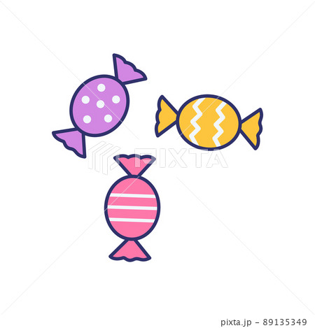 Vector illustration of cartoon three candys on white background. Vector illustration of cartoon three candys on white background. 89135349