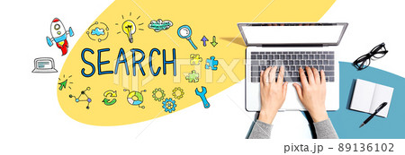 Search with person using a laptop Search with person using a laptop 89136102