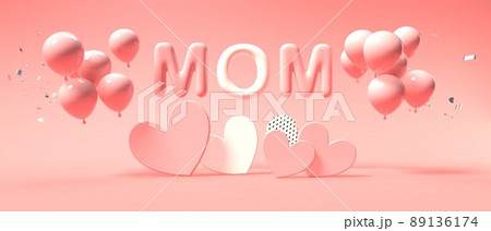 Mothers day theme with hearts and balloons Mothers day theme with hearts and balloons 89136174