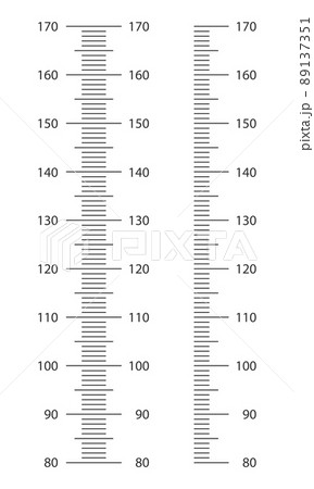 Stadiometer scale with marlup from 80 to 170 centimetres. Kids height chart template for wall growth stickers isolated on white backgroud 89137351