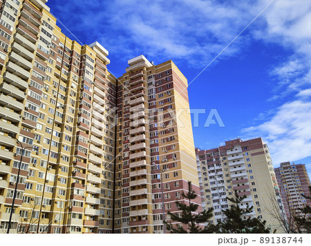 Skyscraper on the background of clouds. Bottom view. Skyscraper on the background of clouds. Bottom view. 89138744