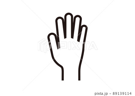 線で描いたシンプルな人の片手 手を挙げる 手を差し伸べる 立候補のイメージ素材のイラスト素材