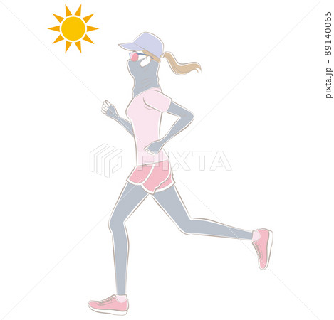 日焼け対策してジョギング／ランニングをする女性 89140065