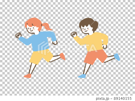 走って遊ぶ子どもたち_色 89140155