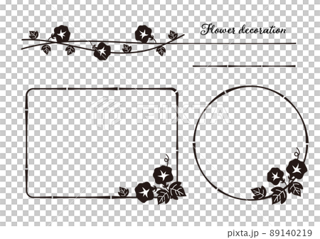 夏の風物詩アサガオフレーム＿シルエット1 89140219