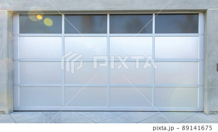 Panorama SIlver modern garage door exterior at Oceanside, California Panorama SIlver modern garage door exterior at Oceanside, California 89141675