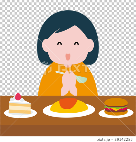 高カロリーな食事を食べようとする太っている女性 89142283