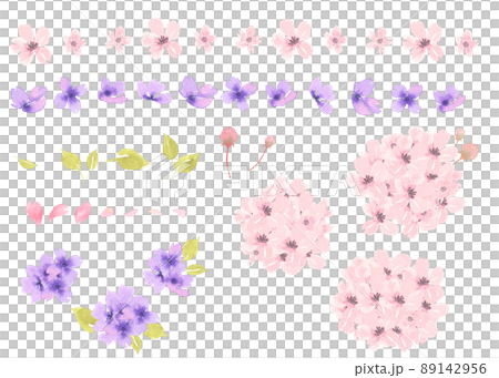 水彩さくら&すみれパーツ 水彩さくら&すみれパーツ 89142956