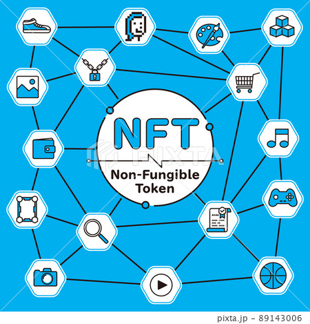 NFTのかわいいイメージイラスト 正方形 水色背景 文字あり NFTのかわいいイメージイラスト 正方形 水色背景 文字あり 89143006