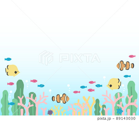 魚と珊瑚の背景のイラスト素材