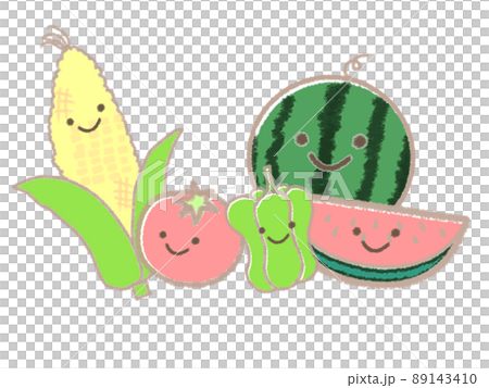 かわいい夏野菜のイラスト素材