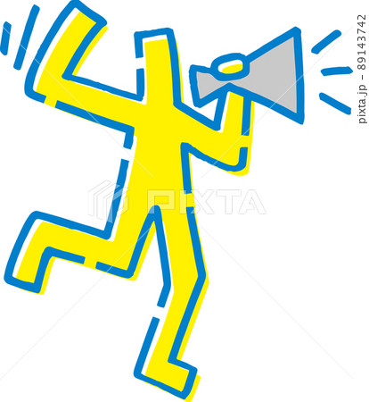 メガホンで応援する手描きの棒人間 89143742