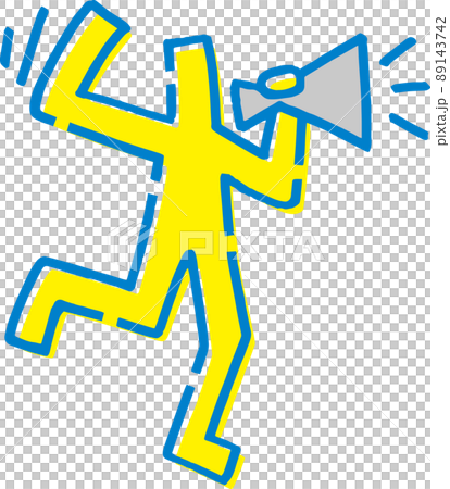 メガホンで応援する手描きの棒人間 89143742
