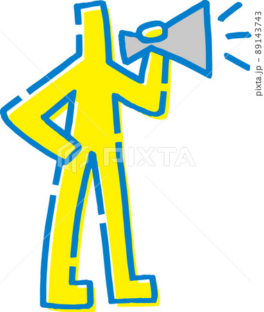メガホンで大声を出す手描きの棒人間 89143743