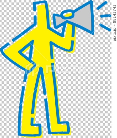 メガホンで大声を出す手描きの棒人間 89143743