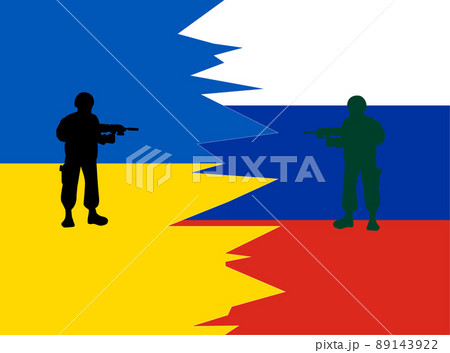 ロシアとウクライナの戦争を表しているイラスト素材です。 89143922
